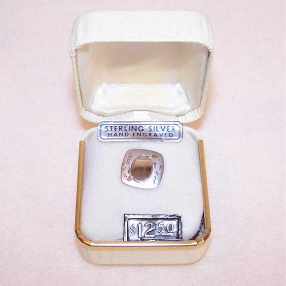 1950s Sterling Silver Tie Tack Tie Pin in Original Box - Original Price Tag - Picture 1 of 4